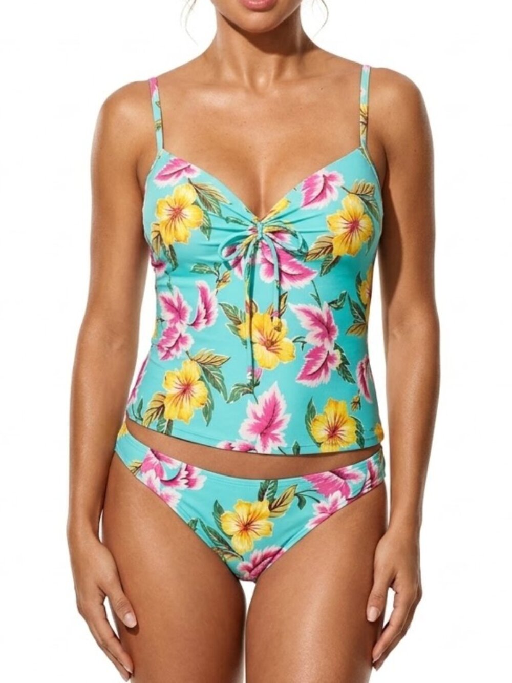 Victoria’s Secret Tropical Floral Y2K Tankini Set 34C/M